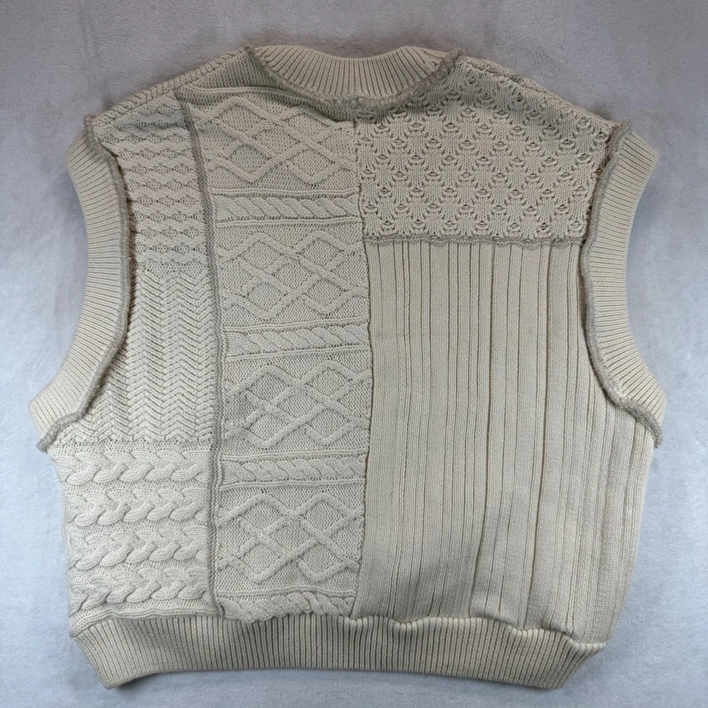 Free People Sweater‎ Vest Sleeveless Knit Patchwork Cottagecore Size S READ